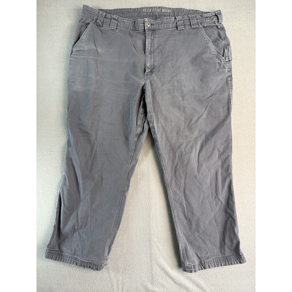 Duluth Trading Co Flex Fire Hose Pants Mens 48x25 Gray Relaxed Fit Carpenter